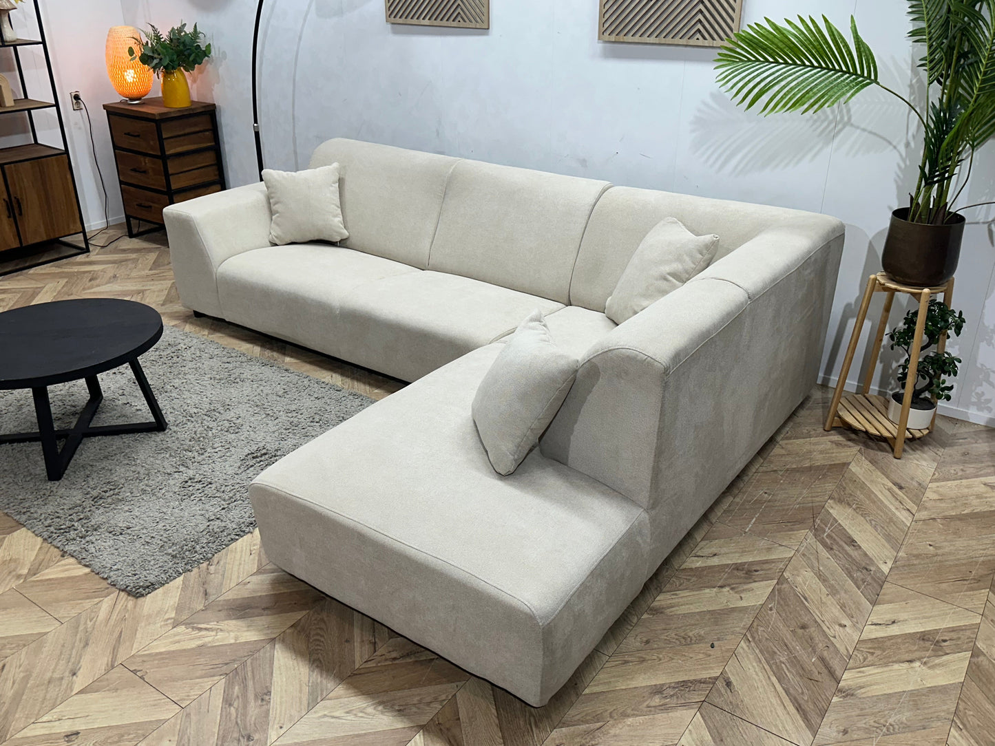 !Showroommodel! Crème Suède Stoffen Hoekzetel