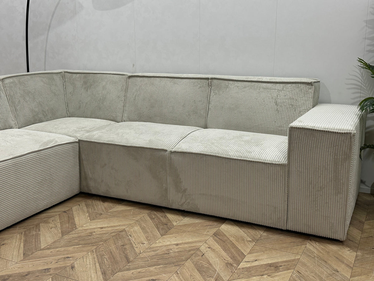 !Showroommodel! Witte Ribstof Hoekzetel
