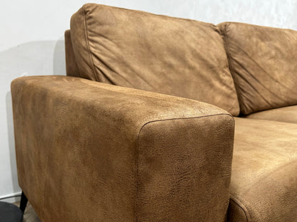 Cognac Bruine Suède Stoffen Hoekzetel ~ Losse Rugkussens Met Afneembare Hoezen