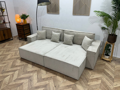 !Showroommodel! Witte Ribstof Lounge Zetel