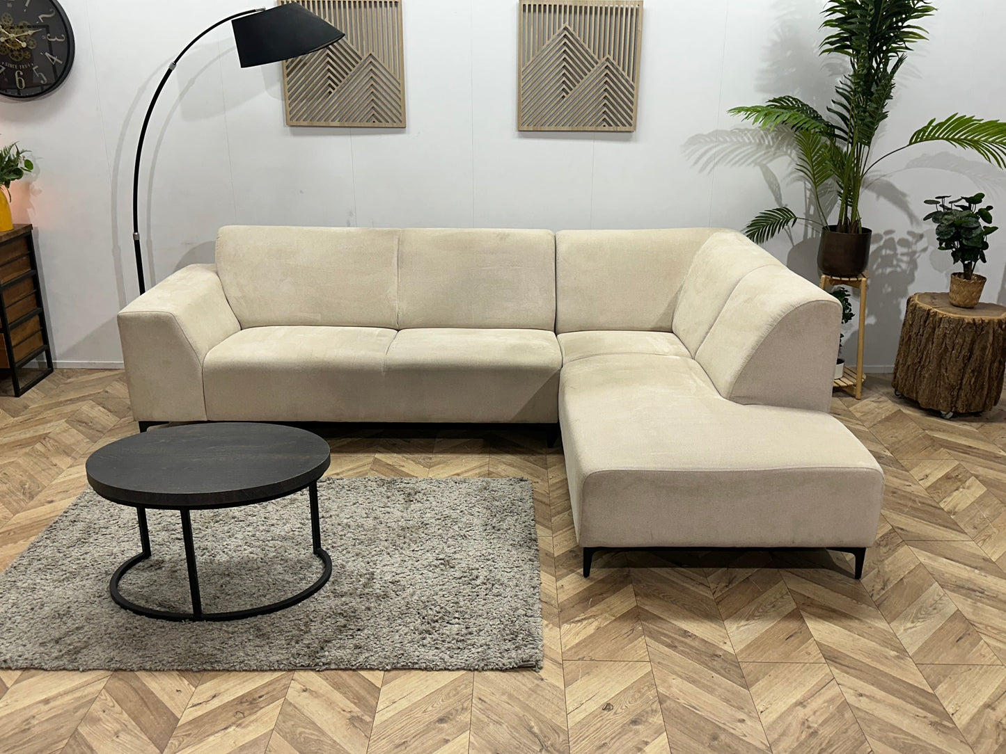 !Showroommodel! Crème Suède Stoffen Hoekzetel