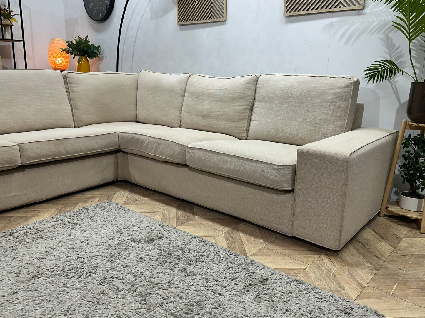 Beige Hoekzetel ~ Losse Kussens Met Afneembare Hoezen