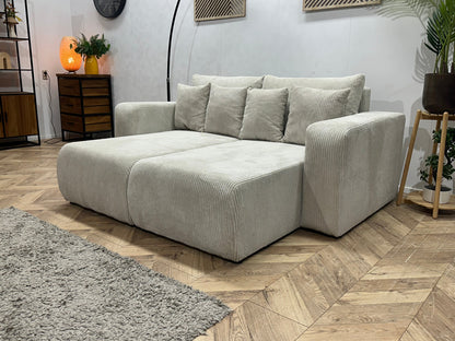 !Showroommodel! Witte Ribstof Lounge Zetel