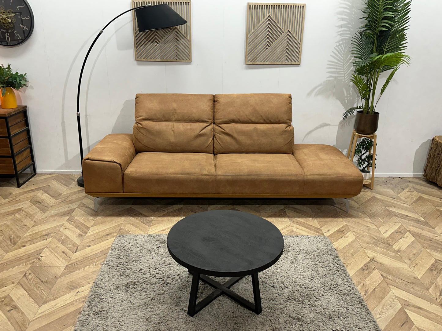 Musterring Cognac Bruine Suède Stoffen Design Zetel ~ Verstelbare Hoofdsteunen