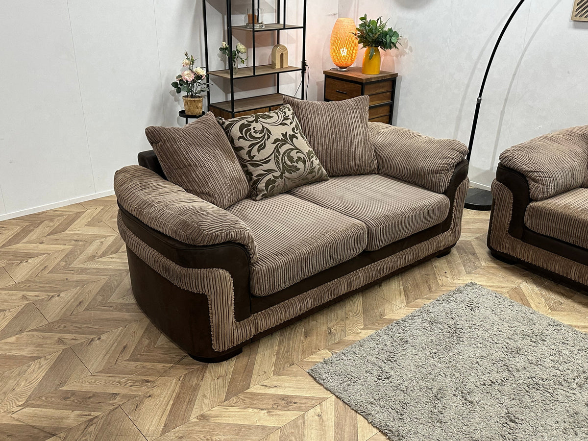Bruine Ribstof/Suede Stoffen Hoekzetel ~ Losse Kussens Met Afneembare Hoezen