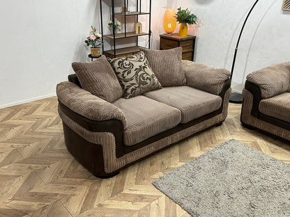 Bruine Ribstof/Suede Stoffen Hoekzetel ~ Losse Kussens Met Afneembare Hoezen