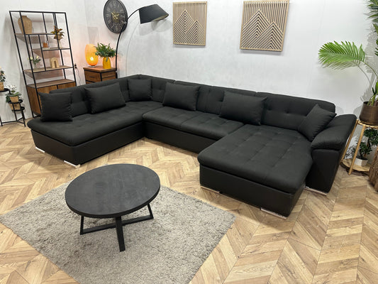 !Showroommodel! Zwarte Stoffen/Lederen U Zetel