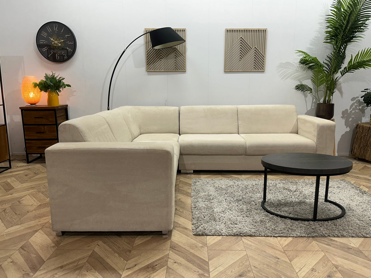 !Showroommodel! Crème Suède Stoffen Hoekzetel