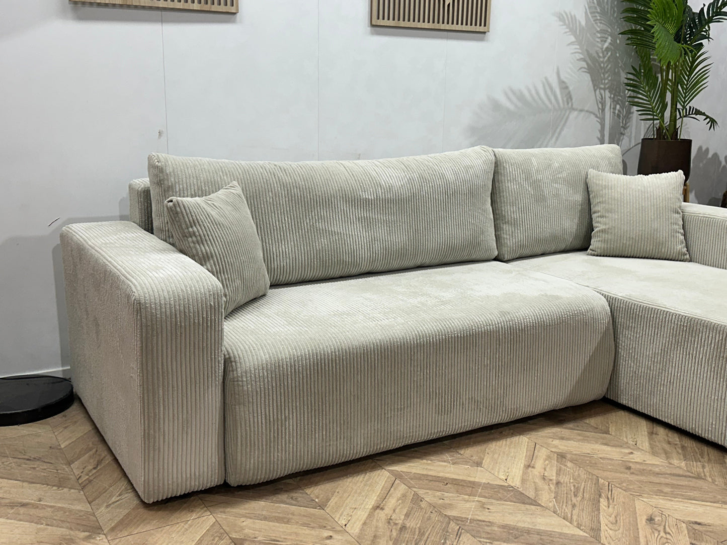 !Showroommodel! Witte Ribstof Hoekzetel