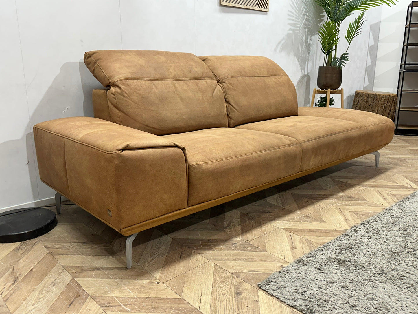Musterring Cognac Bruine Suède Stoffen Design Zetel ~ Verstelbare Hoofdsteunen