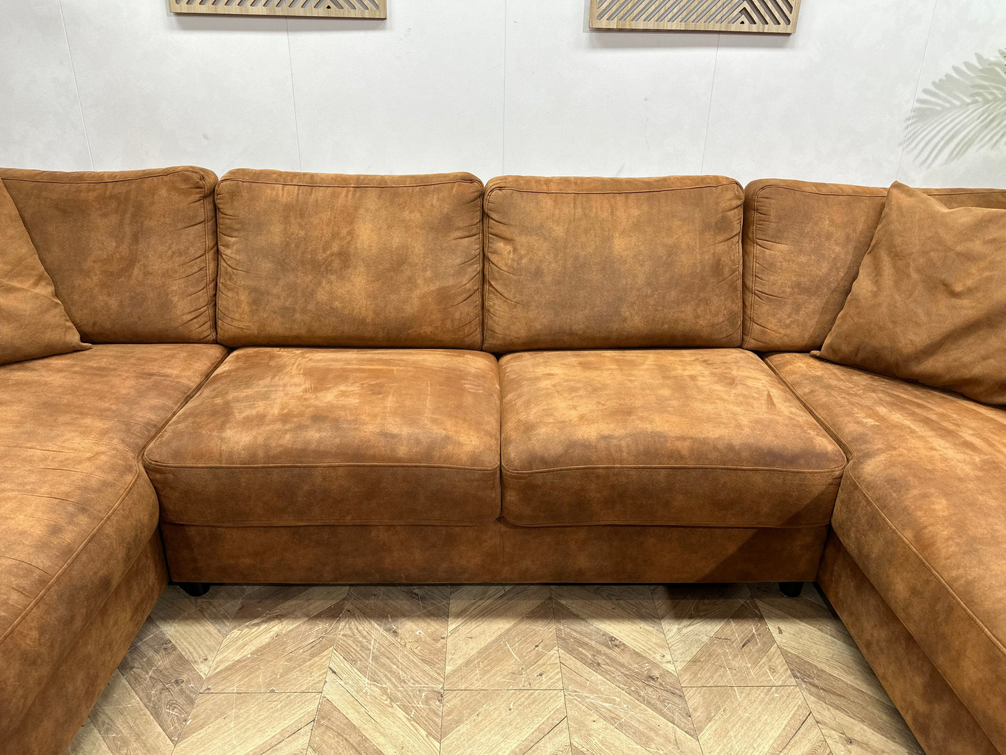 Cognac Bruine Suède Stoffen U Zetel ~ Losse Rug Kussens