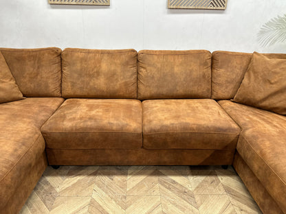Cognac Bruine Suède Stoffen U Zetel ~ Losse Rug Kussens