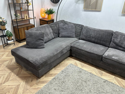 Antraciet Ribstof Hoekzetel ~ Losse Kussens Met Afneembare Hoezen