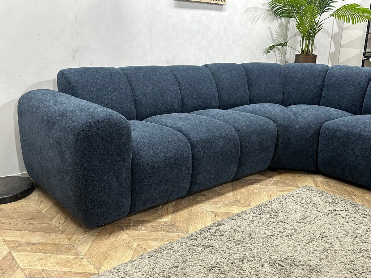 !Showroommodel Blauwe Chenille Stoffen Hoekzetel