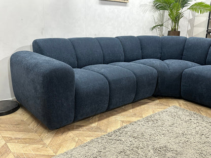 !Showroommodel Blauwe Chenille Stoffen Hoekzetel