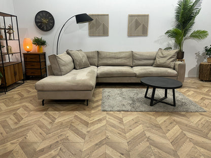 Taupe Velvet Hoekzetel ~ Losse Kussens Met Afneembare Hoezen