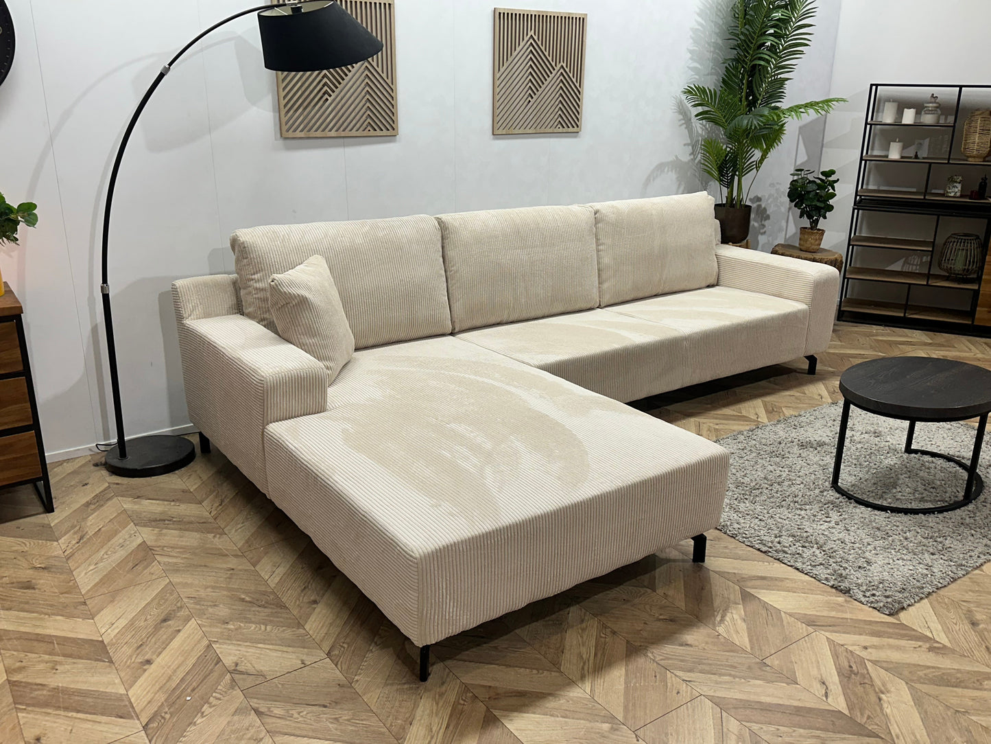 !Showroommodel! Witte/Crème Ribstof Hoekzetel
