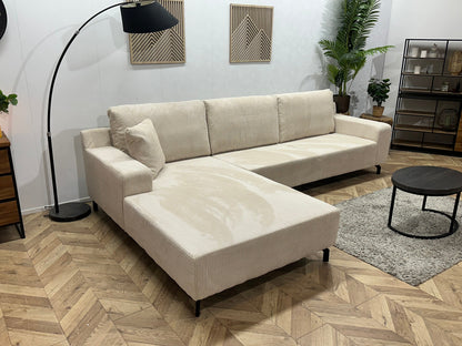 !Showroommodel! Witte/Crème Ribstof Hoekzetel