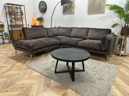 Antraciet Velvet Hoekzetel ~ Losse Kussens Met Afneembare Hoezen
