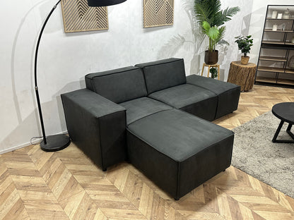 !Showroommodel! Antraciet Suède Stoffen Design Zetel