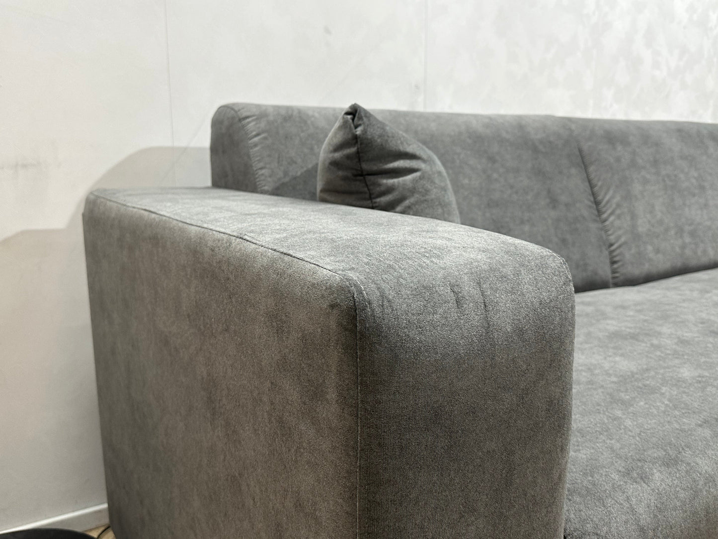 !Showroommodel! Antraciet/Grijze Suède Lederen/Velvet Hoekzetel