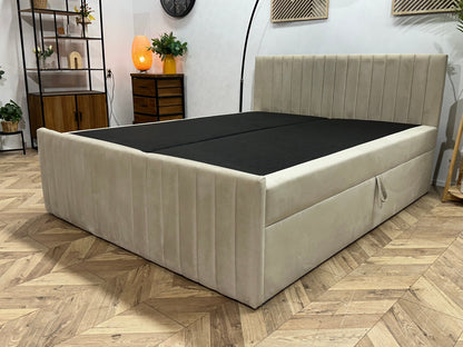 !Showroommodel! Beige Velvet Boxspring Inc Topper