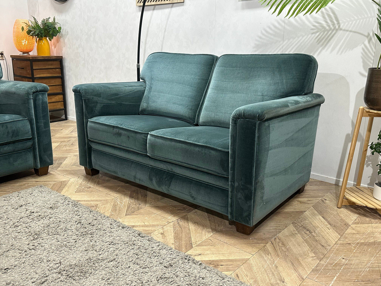 Blauwe Velvet Zetels Set ~ Vaste Kussens
