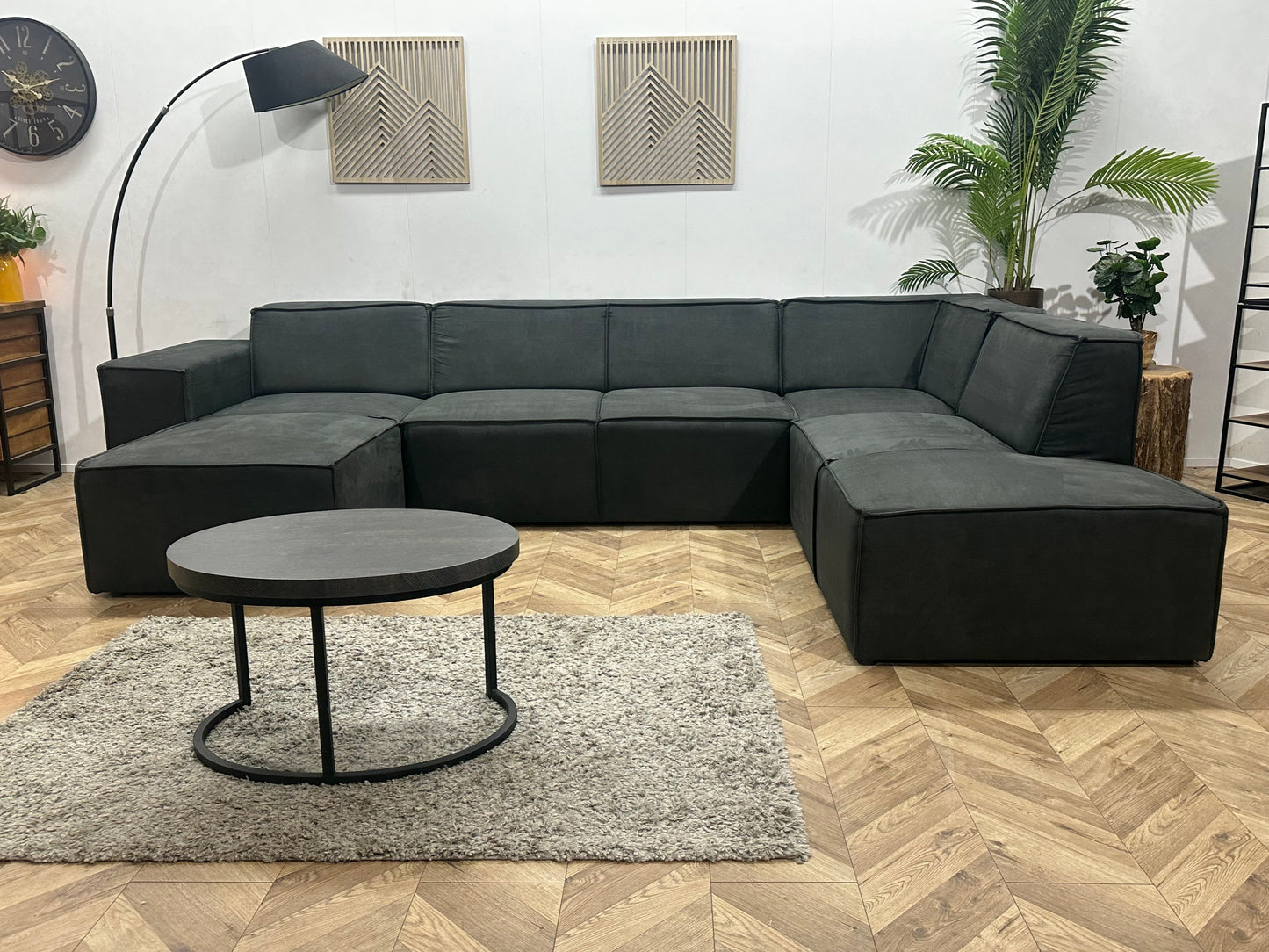 !Showroommodel! Antraciet Suède Stoffen U Zetel