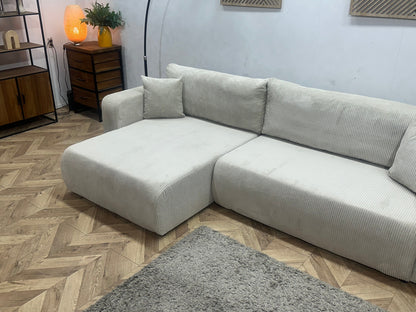 !Showroommodel! Witte Ribstof Hoekzetel