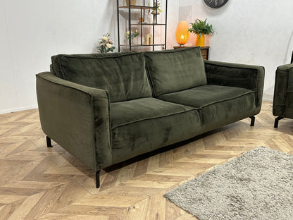 Groene Velvet Zetels Set ~ Losse Rugkussens Met Afneembare Hoezen