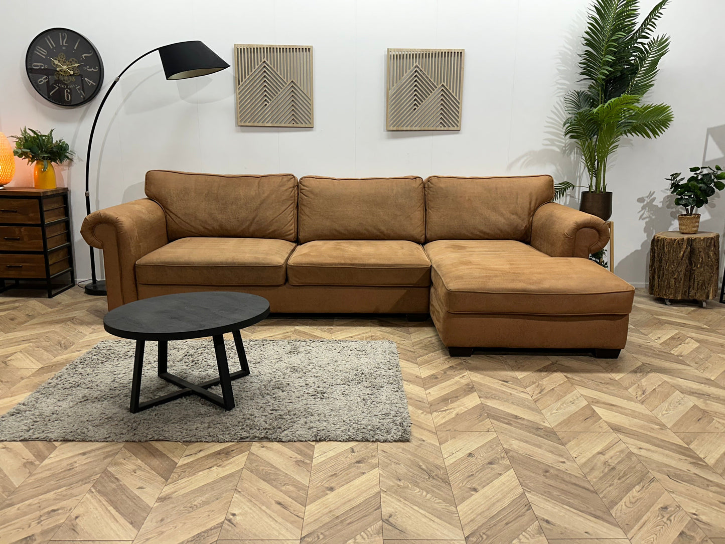 Urban Sofa Cognac Bruine Suède Stoffen ~ Losse Kussens Met Afneembare Hoezen