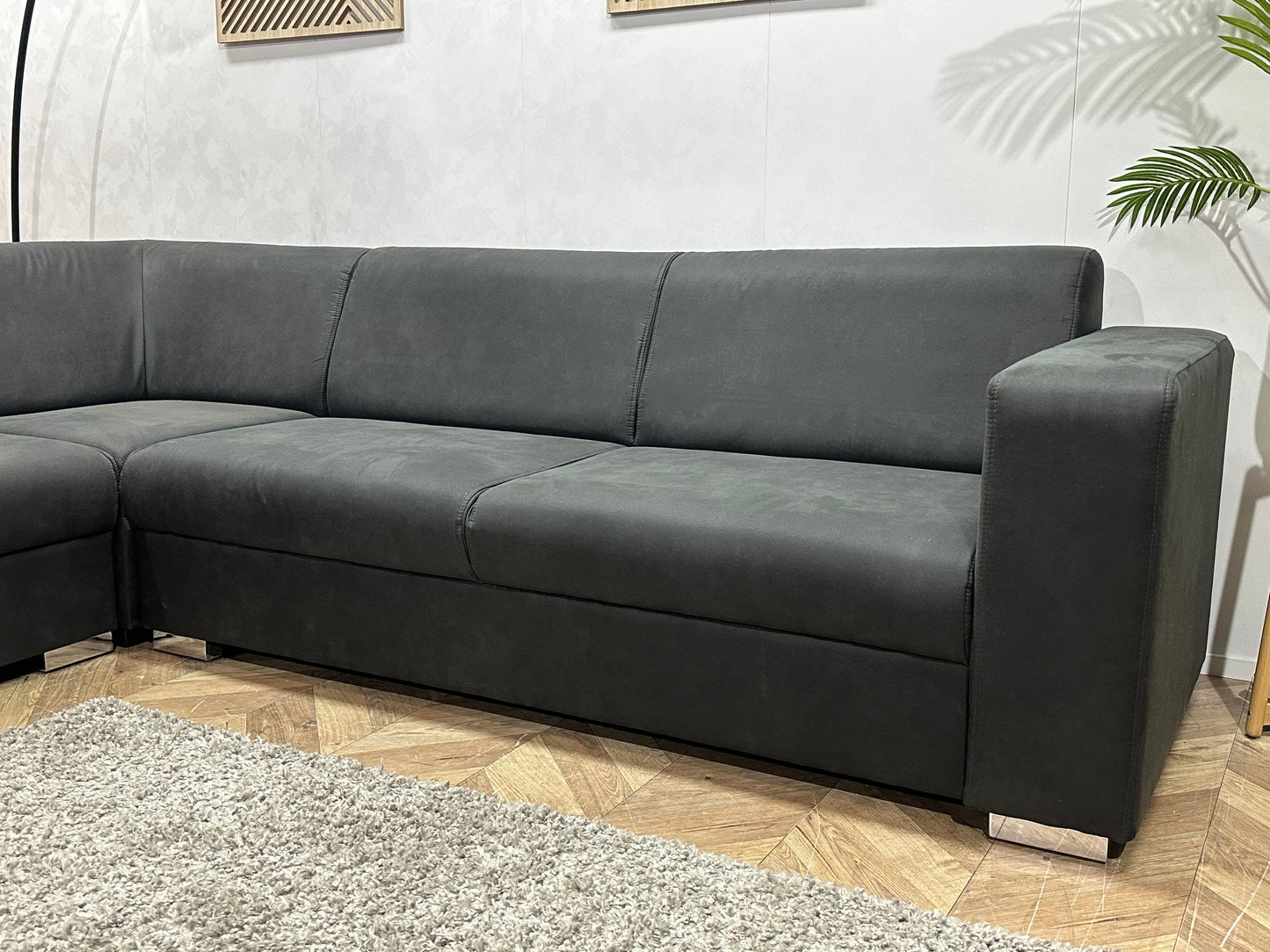 !Showroommodel! Antraciet Leather Look Hoekzetel