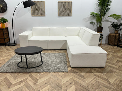 !Showroommodel! Witte Ribstof Hoekzetel ~ Vaste kussens
