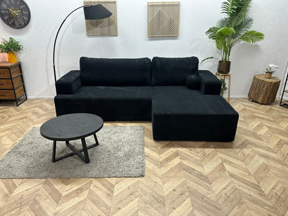 !Showroommodel! Zwarte Ribstof Hoekzetel