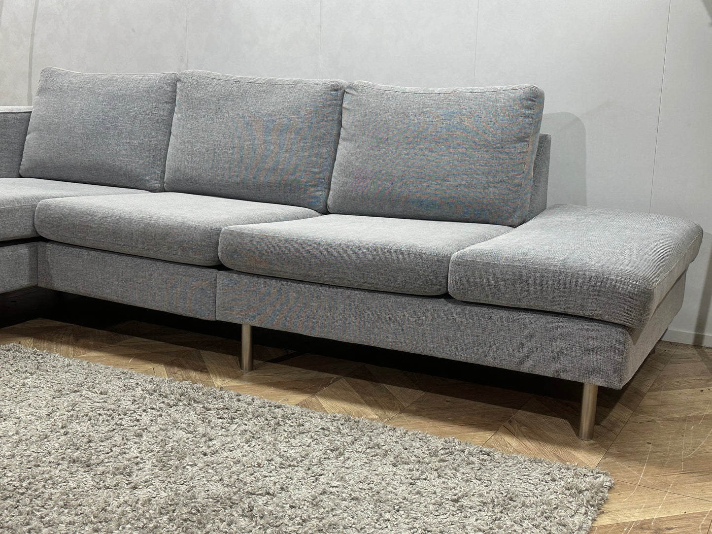 Licht Grijze Design Hoekzetel Inc Hocker ~ Losse Kussens Met Afneembare Hoezen