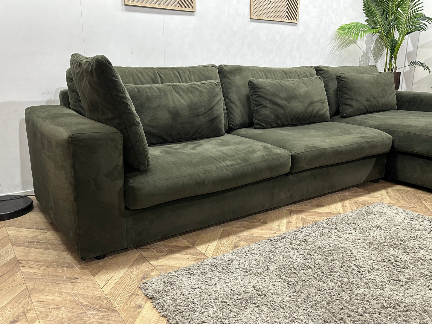 Donker Groene Velvet Ruime Hoekzetel ~ Losse Kussens Met Afneembare Hoezen
