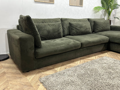 Donker Groene Velvet Ruime Hoekzetel ~ Losse Kussens Met Afneembare Hoezen