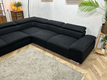Zwarte Velvet Hoekzetel ~ Verstelbare Arm/Hoofdsteunen