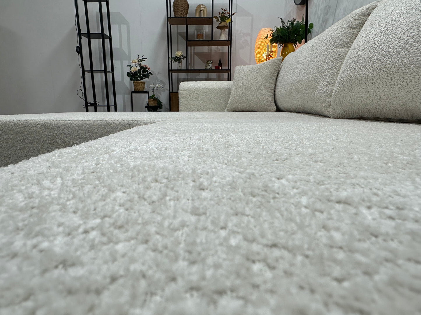 !Showroommodel! Witte/Crème Bouclé Hoekzetel