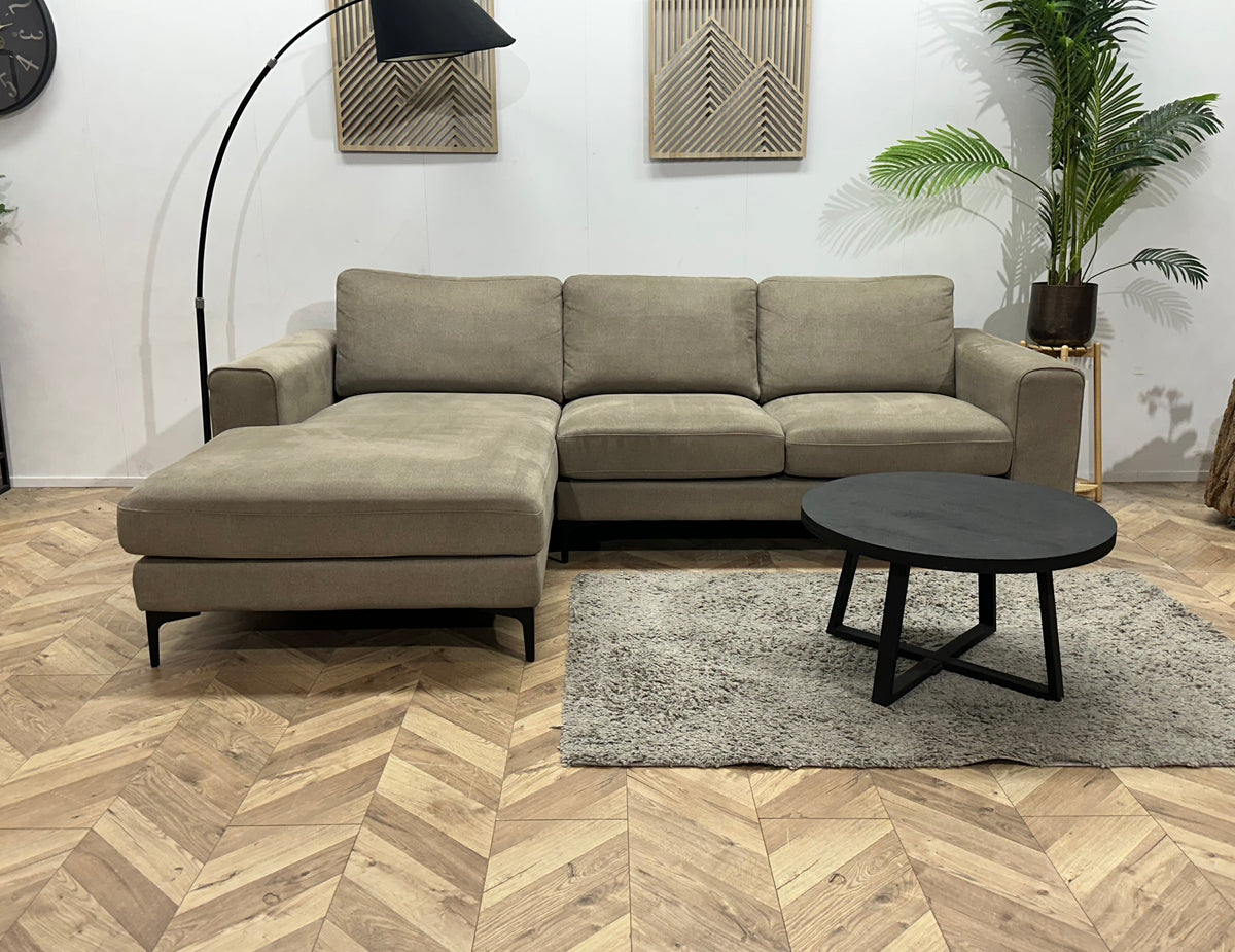 Beige Suède Stoffen Hoekzetel ~ Losse Kussens Met Afneembare Hoezen