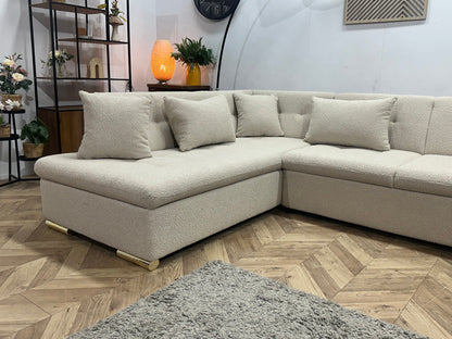 !Showroommodel! Witte/Crème Bouclé Stoffen U Zetel