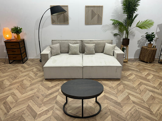 !Showroommodel! Witte Ribstof Lounge Zetel