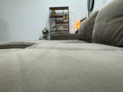 Licht Bruine Velvet Hoekzetel ~ Losse Kussens Met Afneembare Hoezen