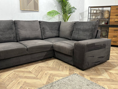 Antraciet Velvet U Zetel ~ Losse Rugkussens Met Afneembare Hoezen
