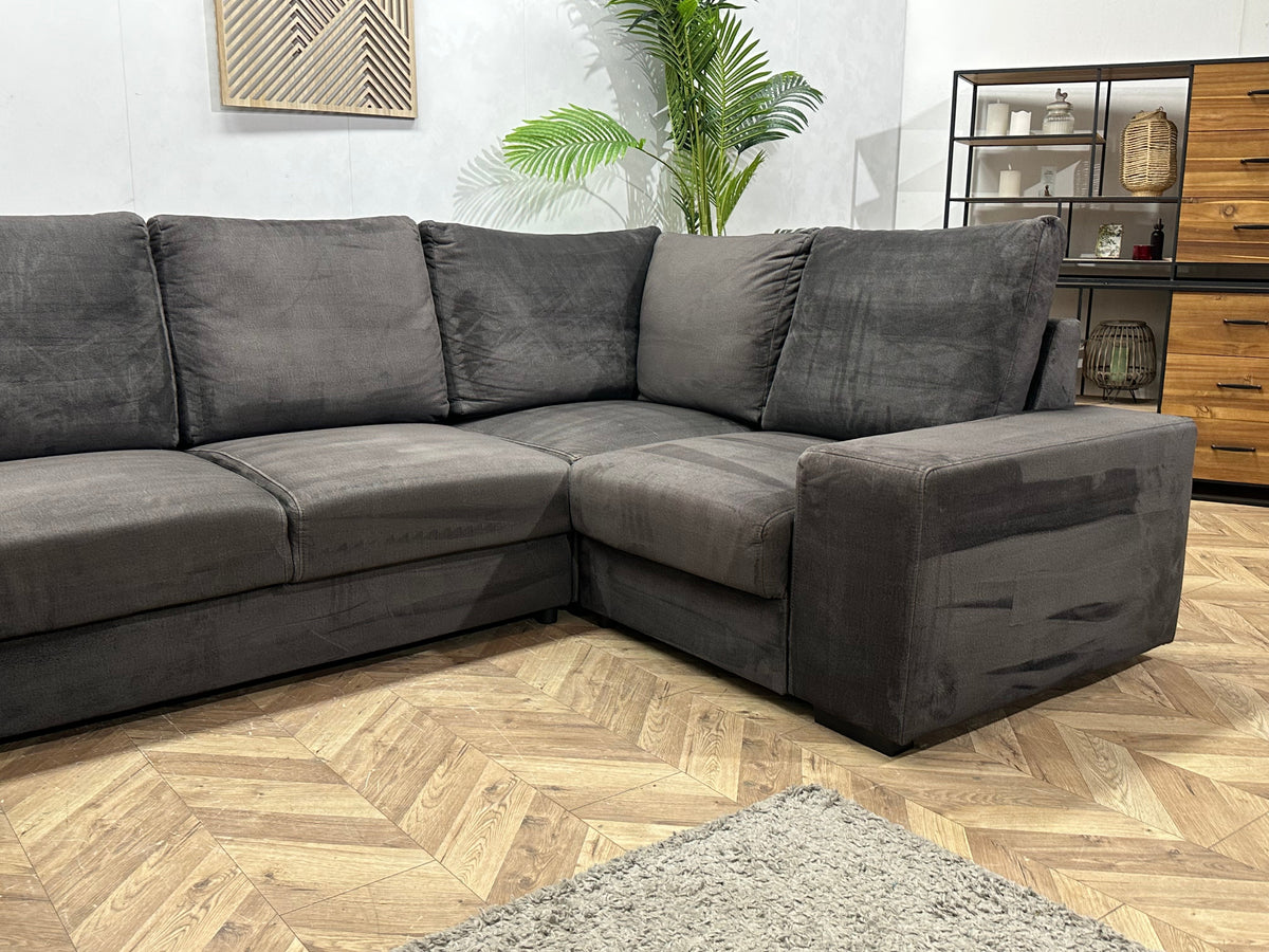Antraciet Velvet U Zetel ~ Losse Rugkussens Met Afneembare Hoezen