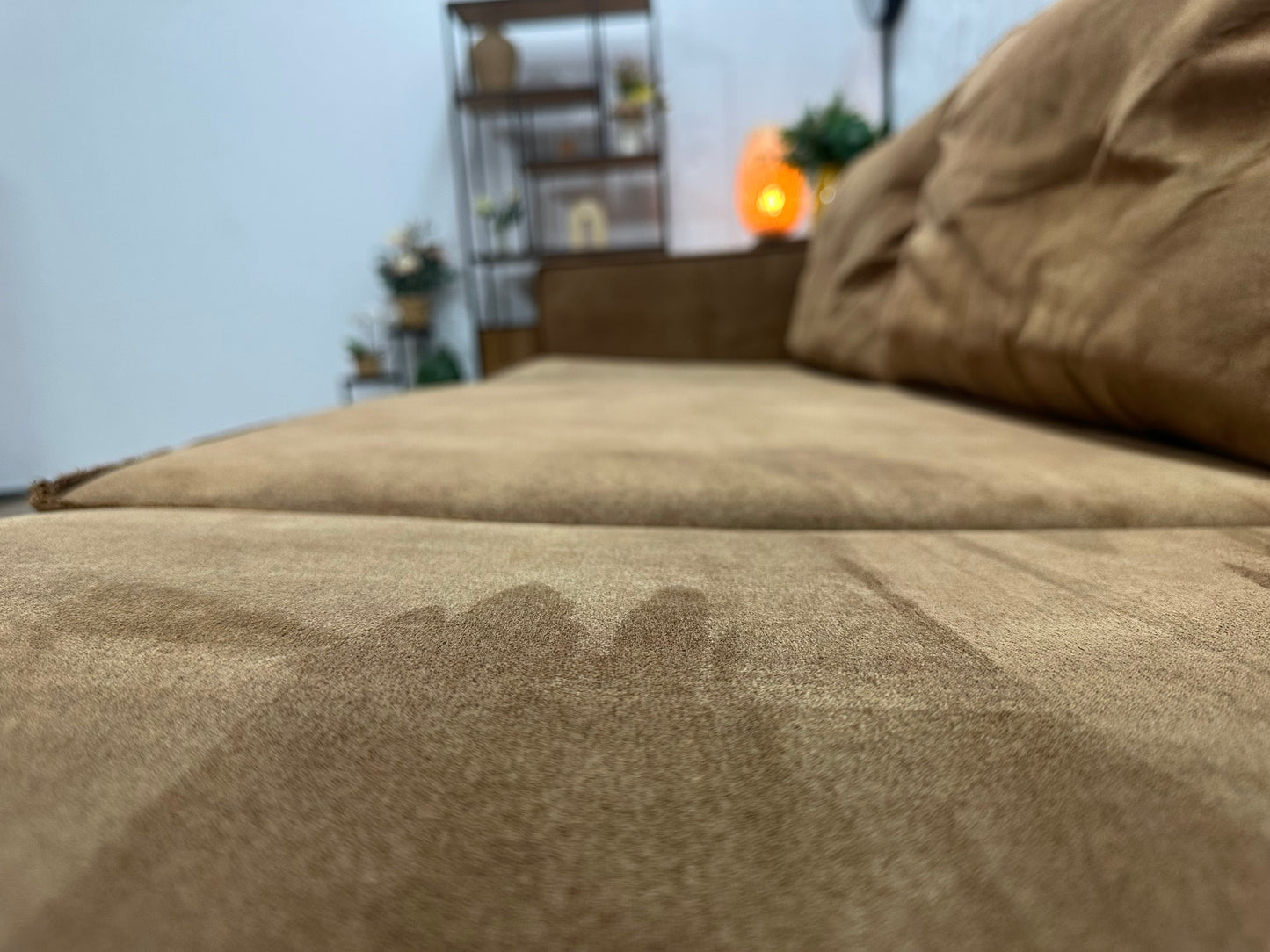 Be Pure Cognac Bruine Suède Stoffen 3-Zits Zetel ~ Losse Kussens Met Afneembare Hoezen