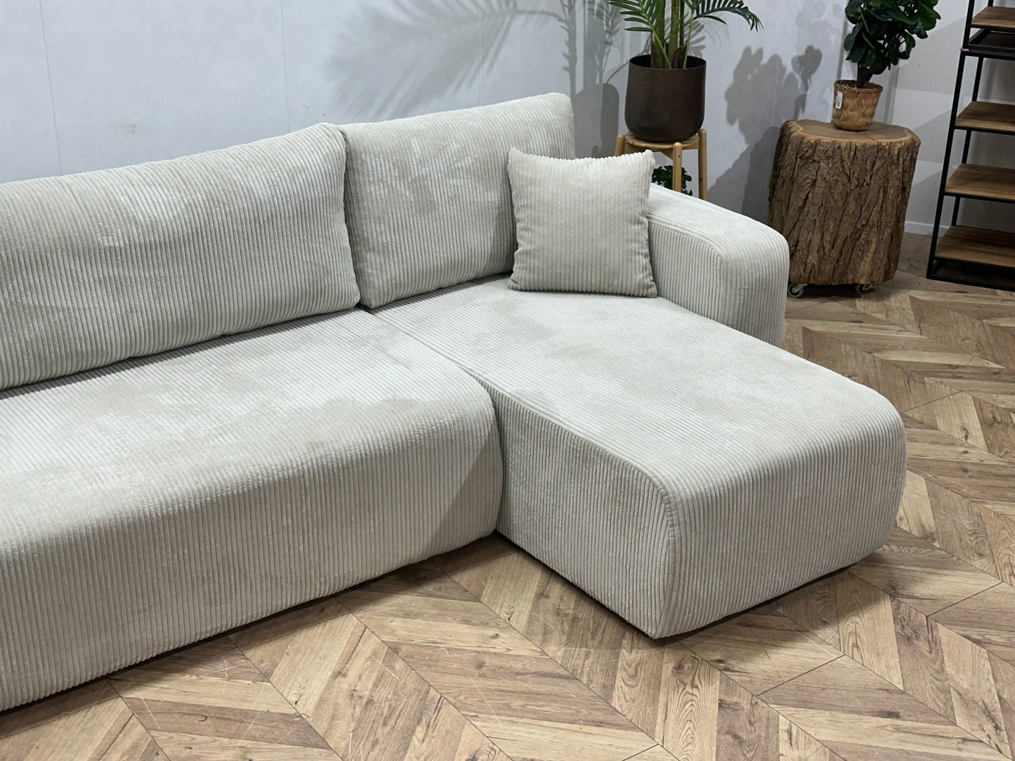 !Showroommodel! Witte Ribstof Hoekzetel