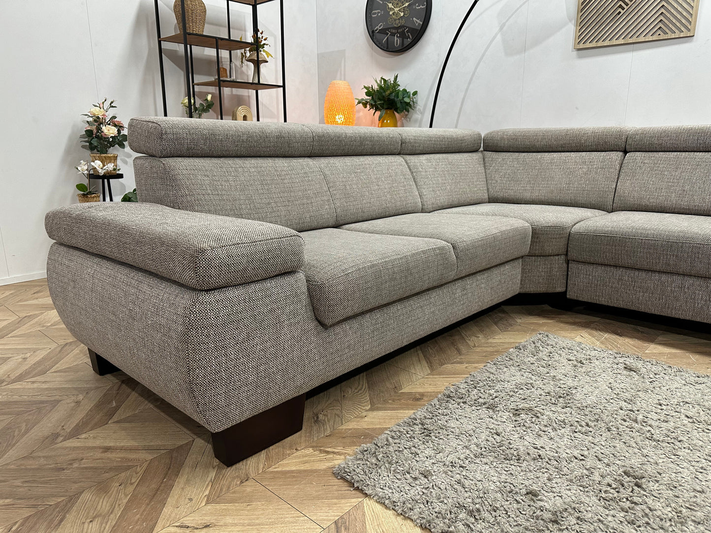 Beige Stoffen Hoekzetel ~ Verstelbare Arm/Hoofdsteunen