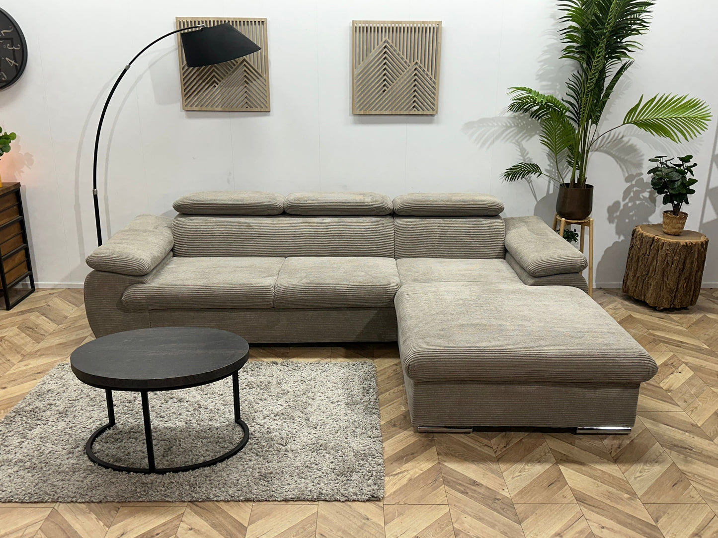 !Showroommodel! Licht Bruine Ribstof Hoekzetel ~ Verstelbare Hoofdsteunen