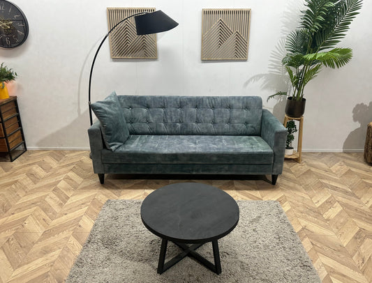 Umix Blauwe Velvet 2.5-Zits Zetel ~ Losse Rugkussens Met Afneembare Hoezen